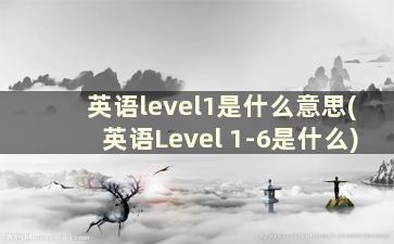 英语level1是什么意思(英语Level 1-6是什么)